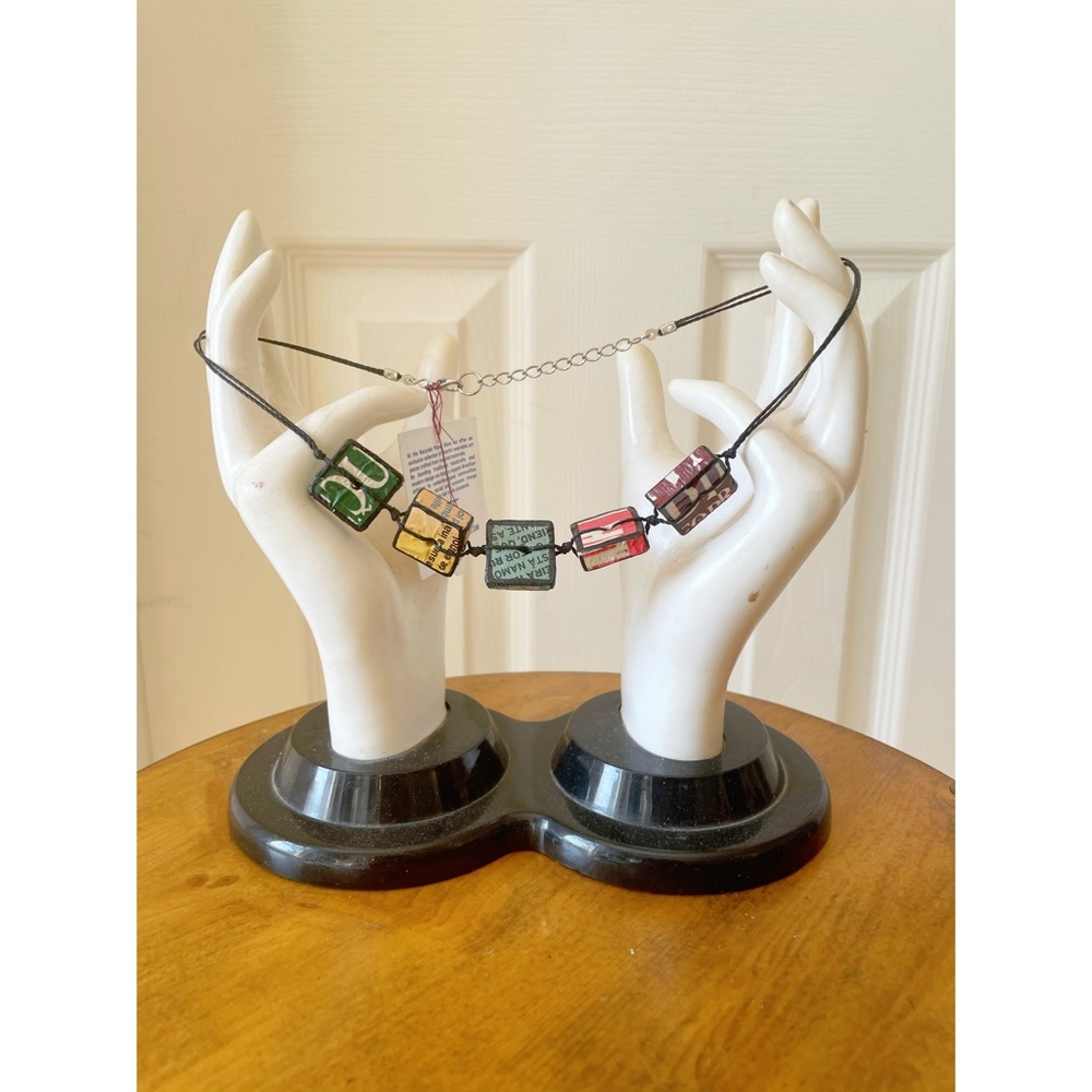 Statement necklace made from vintage magazines